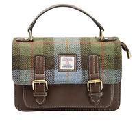 Harris Tweed Medium Satchel Bag 4 in Classic Brown | Authentic Handwoven Scottish Wool Messenger Crossbody Bag with Premium Leather Trim | Durable Heritage Satchel for Work, Travel & Everyday Use