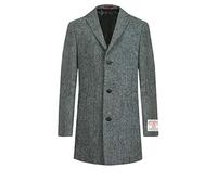 Harris Tweed Mens Grey Herringbone Overcoat Regular Fit 100% Wool-2XL