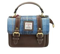 Harris Tweed Mini Satchel Bag 2 in Classic Brown | Authentic Handwoven Scottish Wool Crossbody & Shoulder Bag with Premium Leather Trim | Compact Heritage Satchel for Everyday Use, Travel & Gifting
