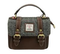 Harris Tweed Mini Satchel Bag 5 in Classic Brown | Authentic Handwoven Scottish Wool Crossbody & Shoulder Bag with Premium Leather Trim | Compact Heritage Satchel for Everyday Use, Travel & Gifting