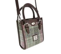 Harris Tweed Mini Tote Bag, Multicolour Check Tartan Pattern, Authentic Scottish Wool, Double Handle (Soft Pink Buchanan)