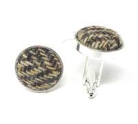 Harris Tweed Silver Plated Cufflinks by Scott and MacKenzie (Brown)