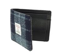 Harris Tweed Slim Wallet for Men, Genuine Scottish Tweed, Various Traditional Patterns (Grey/Black Tartan)
