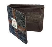Harris Tweed Slim Wallet for Men, Genuine Scottish Tweed, Various Traditional Patterns (Rust Overcheck)
