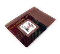 Harris Tweed Small Compact Card Holder Wallet ID Window Unisex (Rust Check)