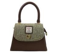 Harris Tweed Small Satchel Bag 13 in Classic Brown | Authentic Handwoven Scottish Wool Crossbody Satchel with Premium Leather Trim, Adjustable Strap, Secure Storage & Timeless Heritage Craftsmanship