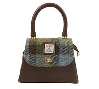 Harris Tweed Small Satchel Bag 4 in Classic Brown | Authentic Handwoven Scottish Wool Crossbody Satchel Premium Leather Trim, Adjustable Shoulder Strap, Secure Flap Closure & Timeless Craftsmanship