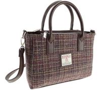 Harris Tweed Small Tote Bag, Authentic Scottish Woven, Multiple Colours,Adjustable detachable Shoulder Strap (Purple Multi Colour Weave)