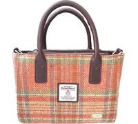 Harris Tweed Small Tote Bag, Authentic Scottish Woven, Multiple Colours,Adjustable detachable Shoulder Strap (Pale Orange Stewart Tartan)