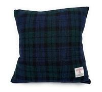 Harris Tweed Square Cushion Cover With Velvet Back Made In Scotland (Black Watch)