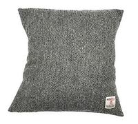 Harris Tweed Square Cushion With Velvet Back Made In Scotland (Grey Herringbone)