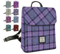 Harris Tweed Tartan Mini Backpack - Scottish Tartans - Waterproof Laptop Bag - All season style | Gift for Christmas, Mothers Day & Weddings (Bold Purple Check)