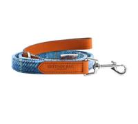 Harris Tweed Wide Dog Lead: Castle Bay Blue Tartan
