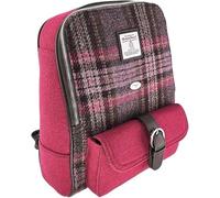 Harris Tweed Women's Backpack, Pink with Black Plaid Pattern, Hand Woven Scottish Wool, Contrasting Tweed Design