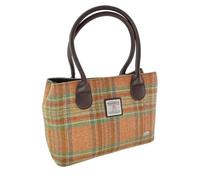 Harris Tweed Women's Handbag - Genuine Scottish Wool, Large Zip Pocket - Multiple Tartan Designs - Stylish & Durable Scottish Heritage Accessory - Gift for Ladies. (Pale Orange Stewart)
