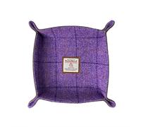 Harris Tweed Wool Valet Tray - Handcrafted Desk Organizer with Brass Snaps,Versatile Storage for Keys, Coin, Jewelry, and More