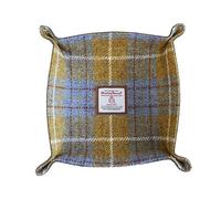 Harris Tweed Wool Valet Tray - Handcrafted Desk Organizer with Brass Snaps,Versatile Storage for Keys, Coin, Jewelry, and More