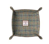 Harris Tweed Wool Valet Tray - Handcrafted Desk Organizer with Brass Snaps,Versatile Storage for Keys, Coin, Jewelry, and More