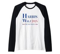 Harris Walz 2024 Shirt For The People Stars Joy Vote Blue Raglan Baseball Tee