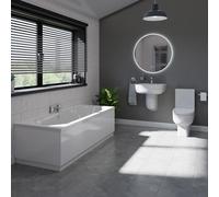 Harrison Basin and 1800mm Straight Double Ended Bathroom Suite | White | 550mm