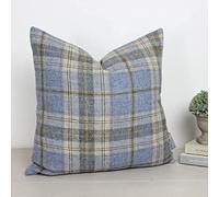 Harrison Cropper Balmoral Loch Blue Cream & Pewter Check Tartan Wool Cushion/Cushion Cover 16" 18" 20" 22" 24" (16" Cover Only)