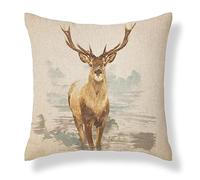 Harrison Cropper Country Animal Print Cushion Cover Stags Hare Cow Pig Pheasant Duck (Stanley Stag, 18")