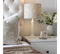 Harrison Cropper Northcott Taupe Drum Lampshade, Handmade Embroidered, 40mm EU Fitting with 29mm Converter, Flame Retardant (20cmT Diameter)