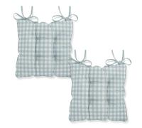 Harrison Cropper Seat Pads for Dining Chair Hillcrest Gingham Chair Pads with Straps, Set of 2 (Skylight)