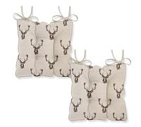 Harrison Cropper Seat Pads for Dining Chair Stags Head Chair Pads with Straps, Set of 2