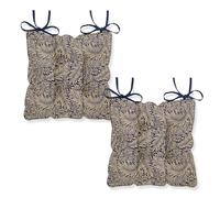 Harrison Cropper Seat Pads for Dining Chair William Morris Larkspur Chair Pads with Straps, Set of 2 (Navy)