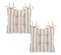 Harrison Cropper Seat Pads for Dining Chair Winterfell Ticking Stripe Chair Pads with Straps, Set of 2 (Blush)
