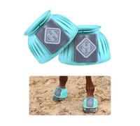 Harrison Howard 2/Pack Rubber Pull-on Bell Boots with Upgraded Leather Touch-Close Tape, Hoof Overreach Protection for Horses, Bell Boots for Horses, Extra Thick Rubber for Durability Turquoise XL