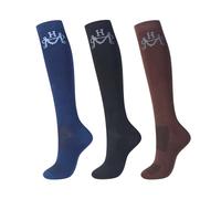 Harrison Howard 3 Pairs Premium Quality Equestrian Riding Socks for Horse Riding &Tall Boot Knee High Socks for Women, Simple Black/Coffee/Blue, One size