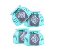 Harrison Howard 4/Pack Rubber Pull-on Bell Boots with Upgraded Leather Touch-Close Tape, Hoof Overreach Protection for Horses, Bell Boots for Horses, Extra Thick Rubber for Durability Turquoise L
