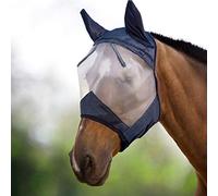 Harrison Howard CareMaster Horse Fly Mask Half Face with Ears Black/Silver Retro Large Full Size