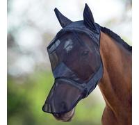 Harrison Howard CareMaster Horse Fly Mask Long Nose with Ears Full Face Black Medium Cob