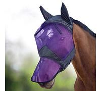 Harrison Howard CareMaster Horse Fly Mask Long Nose with Ears Full Face Black/Purple Retro Medium Cob