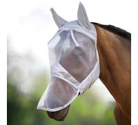 Harrison Howard CareMaster Horse Fly Mask Long Nose with Ears Full Face Moonlight Silver Small Pony