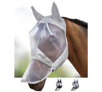 Harrison Howard CareMaster Horse Fly Mask Long Nose with Ears Full Face Moonlight Silver Small Pony
