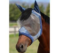Harrison Howard CareMaster Horse Fly Mask UV Protective Fine Mesh with Extra Wool Soft Touch on Skin Cerulean Blue M