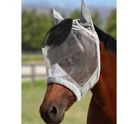 Harrison Howard CareMaster Horse Fly Mask UV Protective Fine Mesh with Extra Wool Soft Touch on Skin Moonlight Silver M