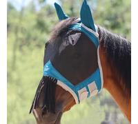 Harrison Howard CareMaster Horse Fly Mask with Ears and Nose Fringe Fly Protector Defender Mask Sky Blue Full Size