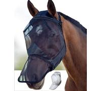 Harrison Howard CareMaster Midge-proof Fleece Padding Horse Fly Mask Full Face No Ears Black Large Full Size