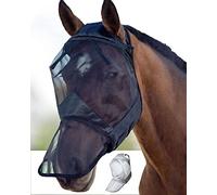 Harrison Howard CareMaster Midge-proof Fleece Padding Horse Fly Mask Full Face No Ears Black Medium Cob