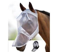 Harrison Howard CareMaster Midge-proof Fleece Padding Horse Fly Mask Full Face No Ears Moonlight Silver XL Extra Full Size