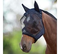 Harrison Howard CareMaster Midge-proof Fleece Padding Horse Fly Mask Half Face with Ears Black Small Pony