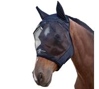 Harrison Howard CareMaster Midge-proof Fleece Padding Horse Fly Mask Half Face with Ears Black XL Extra Full Size