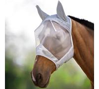 Harrison Howard CareMaster Midge-proof Fleece Padding Horse Fly Mask Half Face with Ears Moonlight Silver XL Extra Full Size