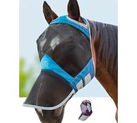 Harrison Howard CareMaster Pro Luminous Fine Mesh UV-proof Fleece Padding Fly Mask Full Face No Ears Voodoo Blue (M; Cob)