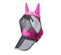Harrison Howard CareMaster Pro Luminous Horse Fly Mask Large Eye Space Long Nose with Ears UV Protection for Horse Flamingo (S; Pony)